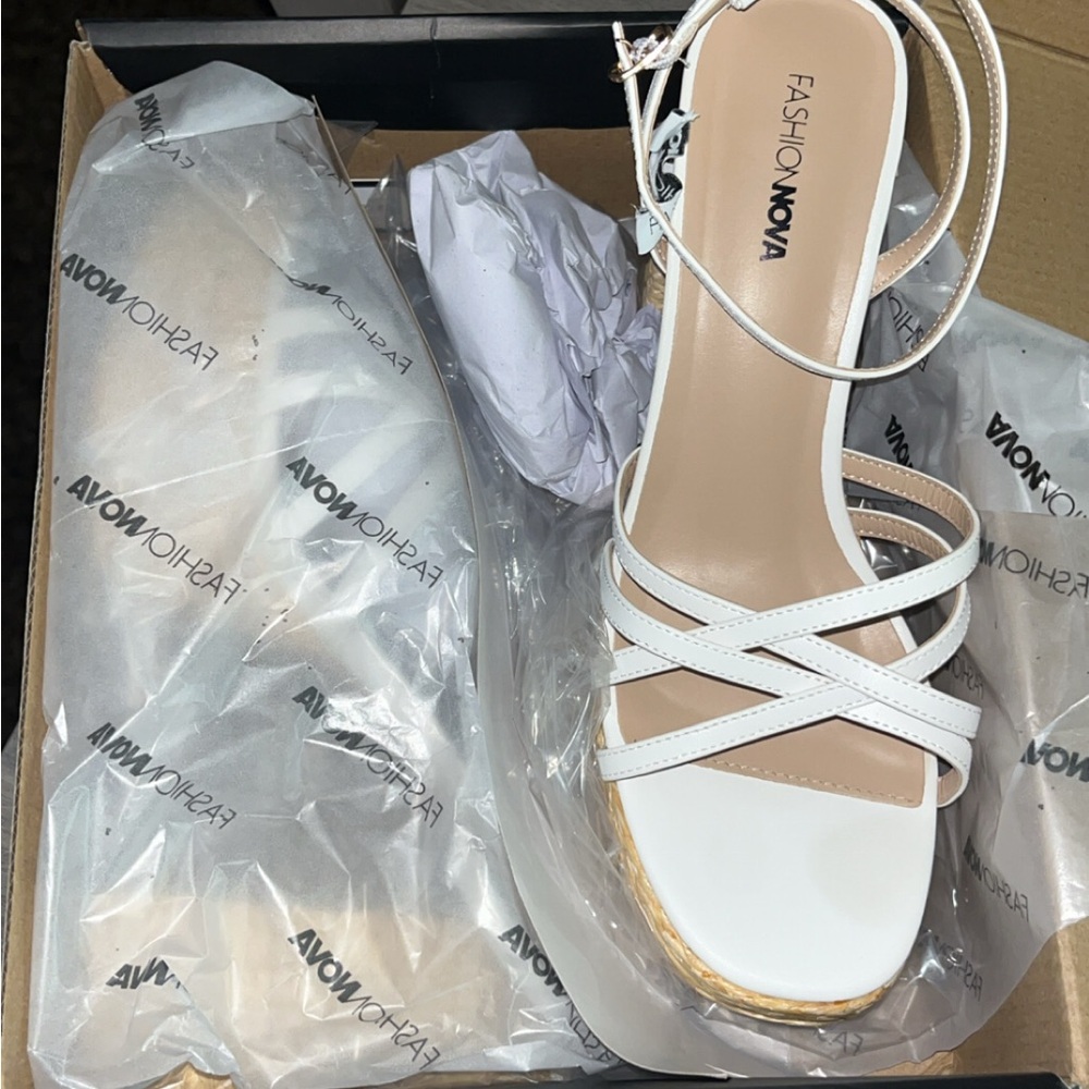 Fashion Nova Chic White Strappy Heels - Picture 1 of 3